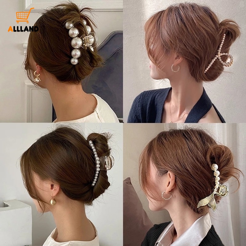 Jepit Rambut Ponytail Bahan Akrilik Aksen Mutiara Untuk Wanita