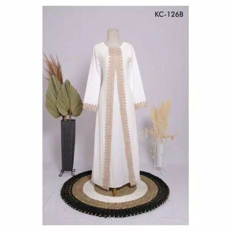 Abaya coklat /baju gamis putih tulang busana manasik lebaran murah