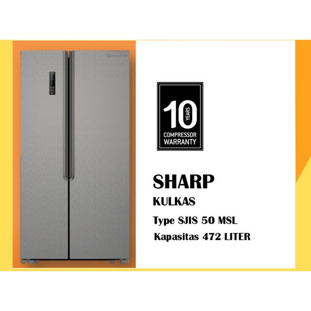 Kulkas Sharp SJ-IS50M SL inverter Side by side 429 liter 100 watt