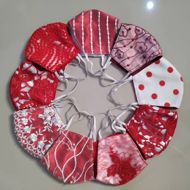 Masker Kain Merah Putih Katun/Lace/Brokat