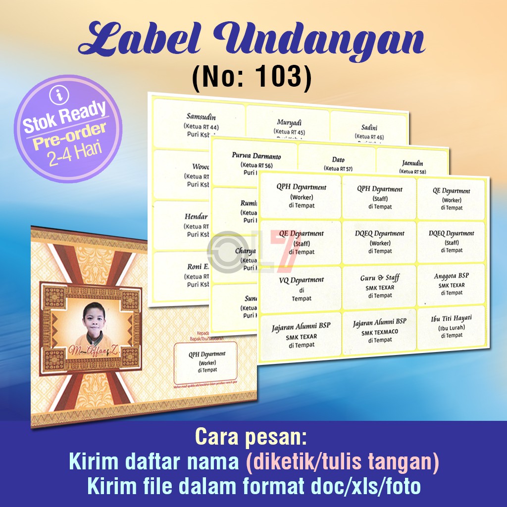 

Print / Cetak Label Stiker Undangan, Label Nama Sticker Amplop