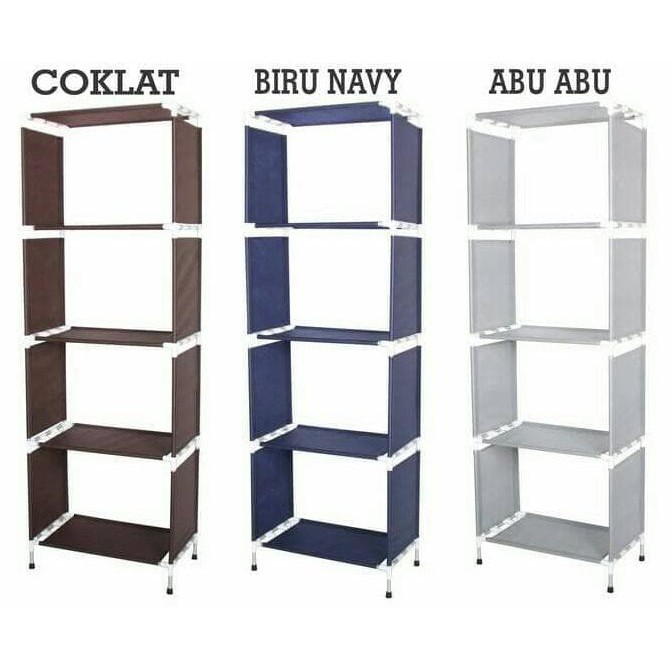 Rak Buku Portable Alumunium 5 Lapis 4 Ruang