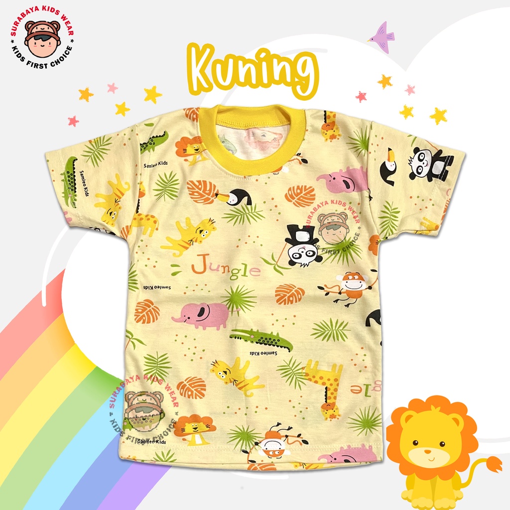 Kaos Anak Laki - Laki Lengan Pendek Motif Animal Jungle