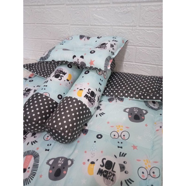 [Baby Bed Set]Bedcover Set Bayi Selimut Bayi Lengkap Dan Murah-bc Animal toska