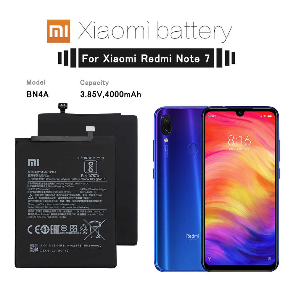 Battery Xiaomi Redmi Note 7 7 Pro 7s Baterai Xiaomi BN4A Xiaomi Redmi Note 7 BN 4A Ori 100% DISTRIBUTOR