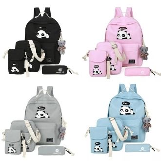 Twenty Bag - Tas Ransel Sekolah Anak Wanita Dan Pria Untuk Anak PAUD TK SD SMP REMAJA Terbaru 2021 Kekinian Motif Carakter PANDA TIDUR 4IN1 Korean Sytle Multifungsi Bahan Canvas