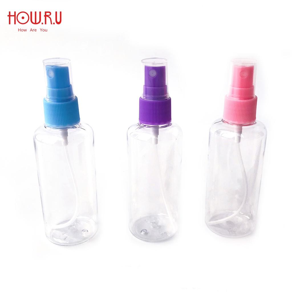 HOW.R.U | 100ml - Botol Pump Spray Polos / PET / Tebal / Import / Tempat Disinfektan / Facemist / Lotion / Cream