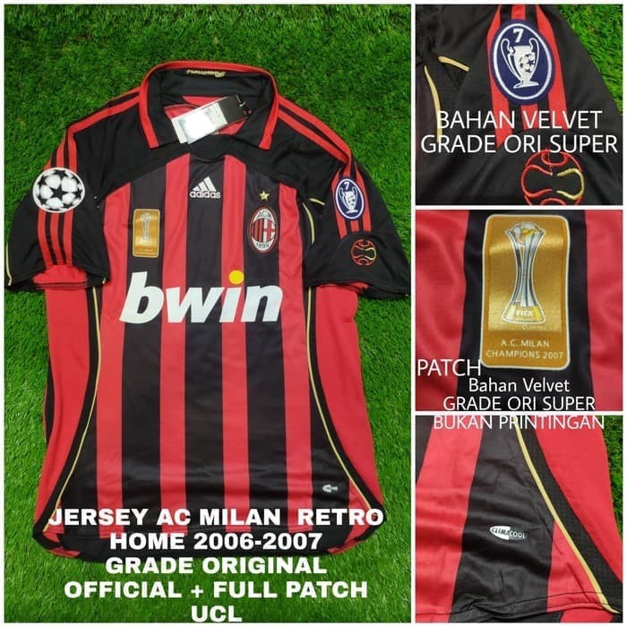 Cj50 Jersey Bola Retro Ac Milan Home Final Athens 0607 Patch 2006 2007 Shopee Indonesia
