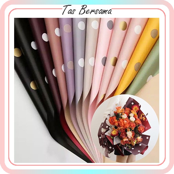 

FLOWER WRAPPING POLKADOT CELLOPHANE KERTAS BUKET PEMBUNGKUS BUNGA WATERPROOF KB11