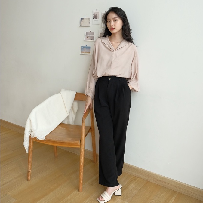 Derra Pants - Celana High Waist - Celana Panjang Kantor Wanita - Celana Korea Wanita - Celana Formal / Casual