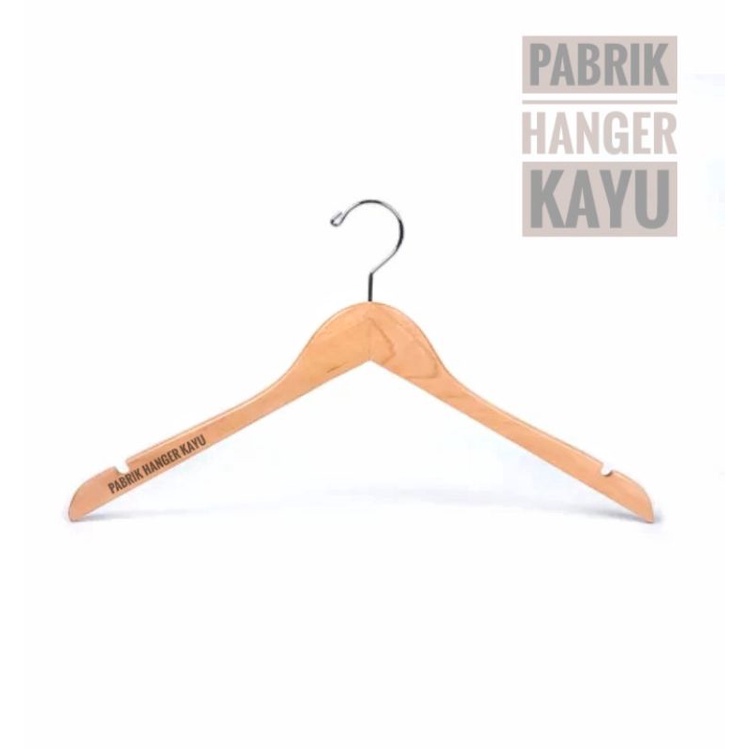 HANGER KAYU NATURAL DEWASA PREMIUM 1 LUSIN (12PCS)