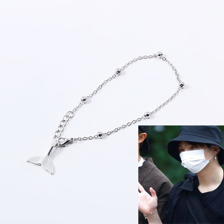 BTS SUGA Bracelet Round Beads Chain Dolphin Tail Pendant Bracelet