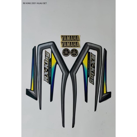 Striping RX king 2001 hijau satu set emblem, striping RX king yamaha 2001 hijau satu set emblem terb