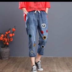 celana panjang jeans//celana boyfriend wanita//boyfriend bordir