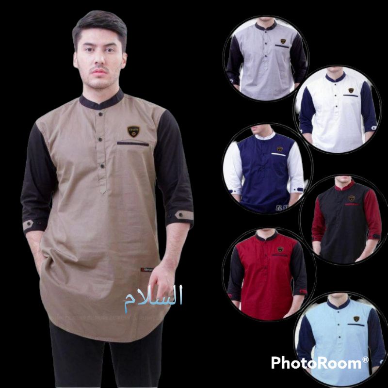 Baju Koko kurta pria dewasa lengan 3/4 Qurta Agam long save kurta reglan kurta Zipper terbaru