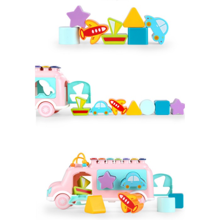 [1KG 2PCS] Babyland Mainan Edukasi BUS Puzzle Xylophone Music 3 in 1