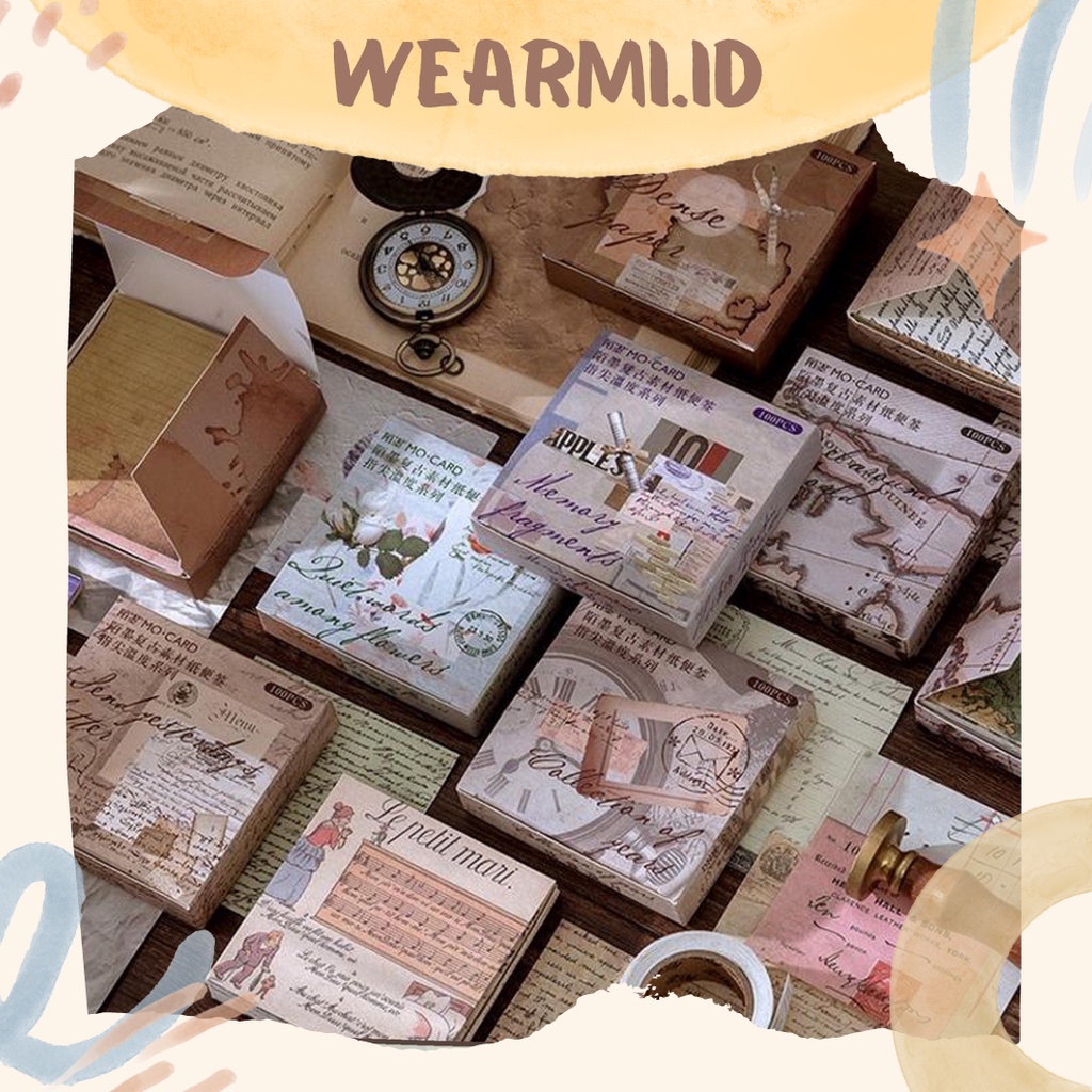 

100 Lembar Kertas Motif Aesthetic With Box Square Scrapbook Bujo Jurnal DIY- km34