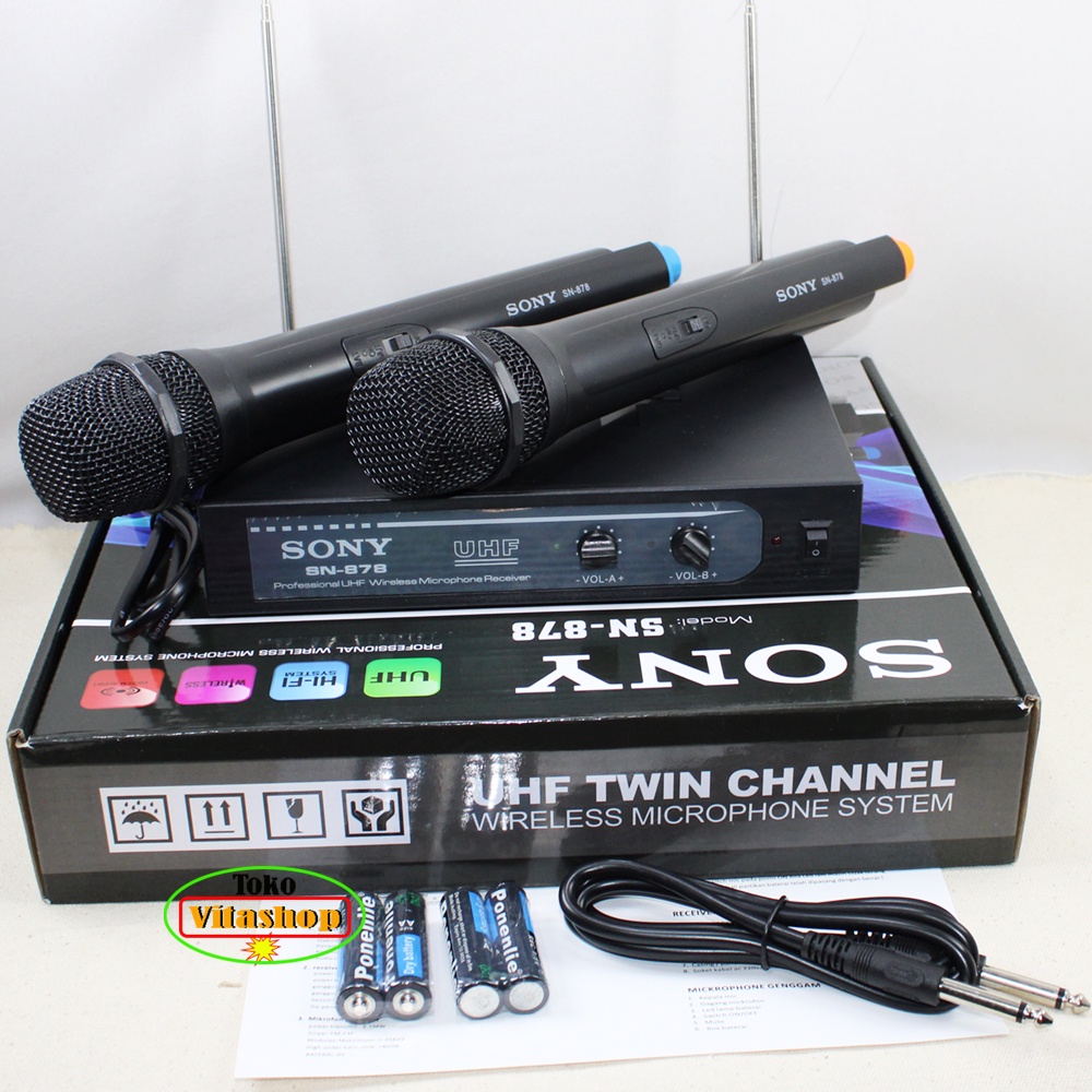 Mic Wireless Sony SN-878 Microphone Mik Werles Mikrofon Tanpa Kabel