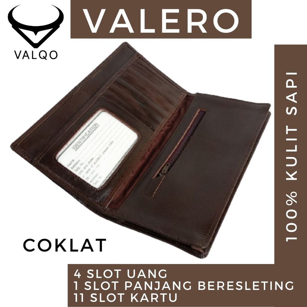 [VALQO] Dompet kulit VALERO Kulit Sapi Cewek Cowok Pria Wanita Laki Perempuan Panjang Kartu bisa COD