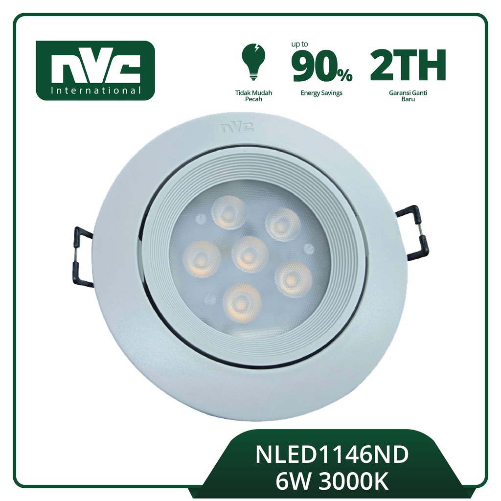 Lampu NVC Downlight LED NLED1146ND 6W Series (Putih/Kuning)