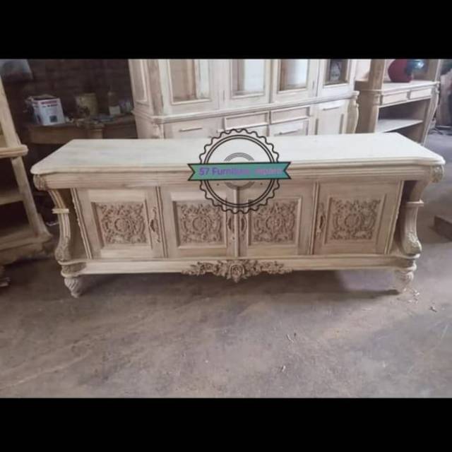 Nakas Jati Ukir Mentahan/Buffet penyekat ruangan/Meja Tv Hias Ruang Tamu