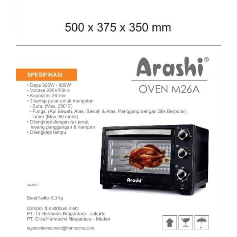 OVEN LISTRIK MURAH 26 LITER OVEN ARASHI M26A KOMPOR OVEN ARASHI