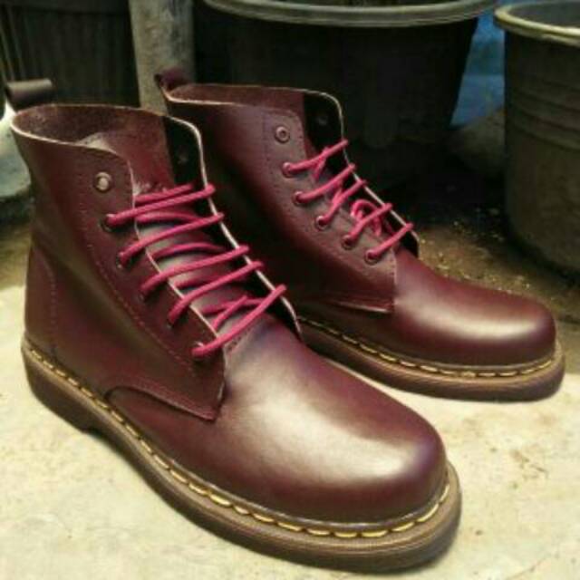 sepatu docmart 6holl asli bahan kulit original leather