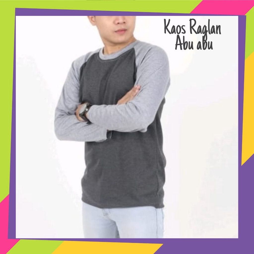 Kaos RAGLAN ABU lengan panjang - Raglan Polos pria - WINSTAR POLOS - KAOS RAGLAN POLOS - KAOS RAGLAN