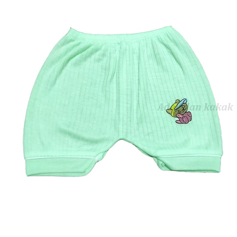 6 pcs celana pendek bayi bahan kaos salur (0-3 bulan)