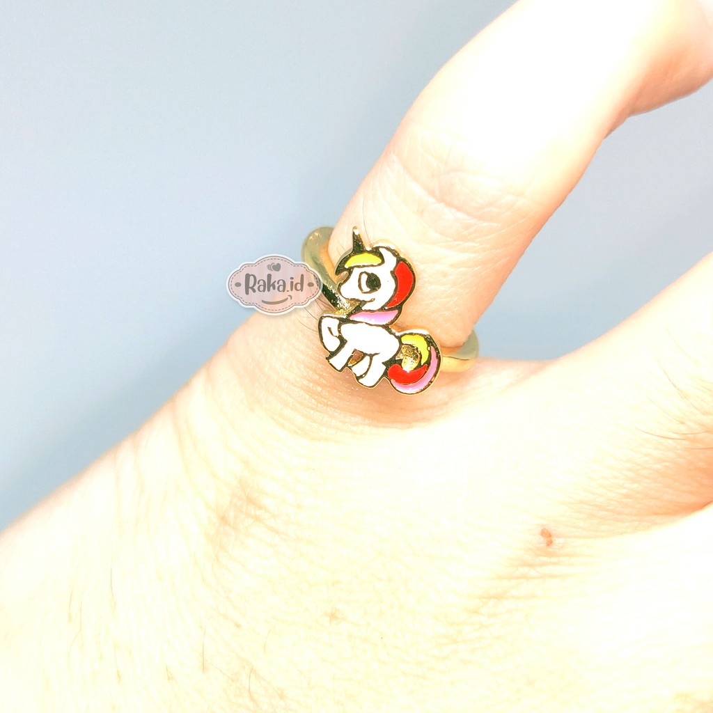 Cincin Anak Unicorn Pink Merah Perhiasan Cantik Anak Lapis Emas 18k 702