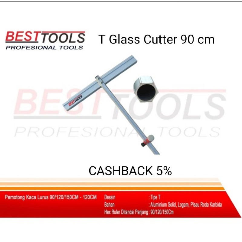 Straight Glass Cutter T 90cm-Alat Pemotong Kaca-T Glass Cutter Besttools