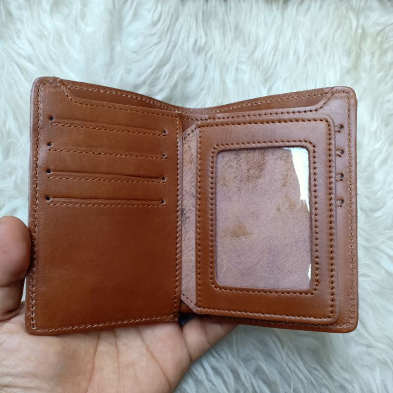 Dompet pria kulit asli Crazy Horse model Harley tebal lentur-7
