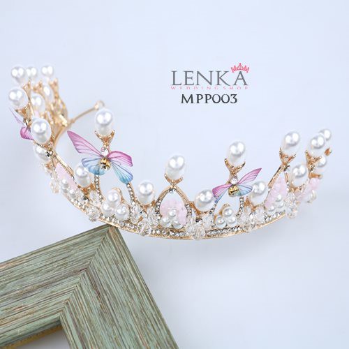 [BISA COD] MAHKOTA PENGANTIN PESTA BRIDAL CROWN TIARA MUTIARA PUTIH MPP003