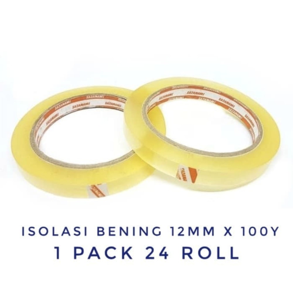 

Isolasi Bening 12MM X 100Y sazanami 1/2" Inch lakban bening selotip