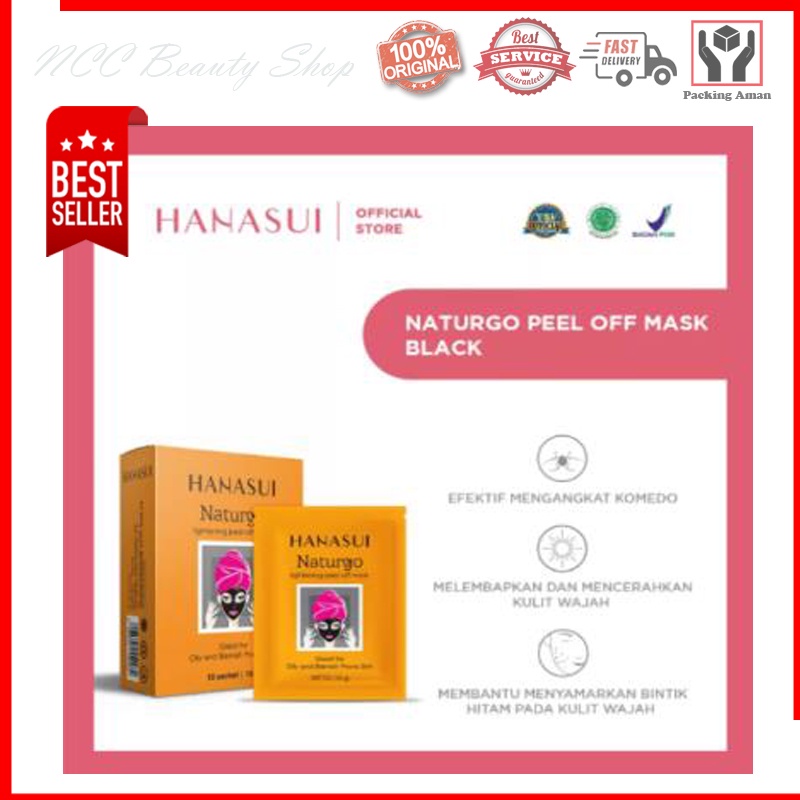 [PER BOX] * NCC * Hanasui Naturgo BLACK Mask Masker Wajah Masker Komedo PELL OFF [BOX/10 sachet]