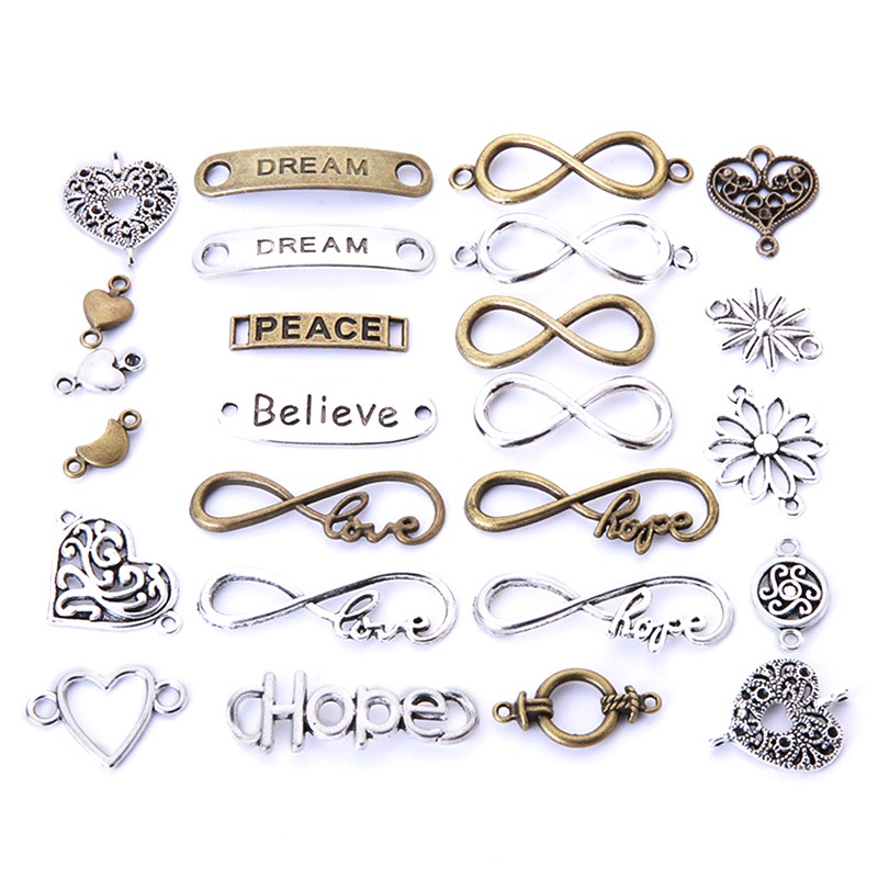 Hbid 50Pcs / Lot Konektor Charm Bahan Alloy Antik untuk Perhiasan DIY