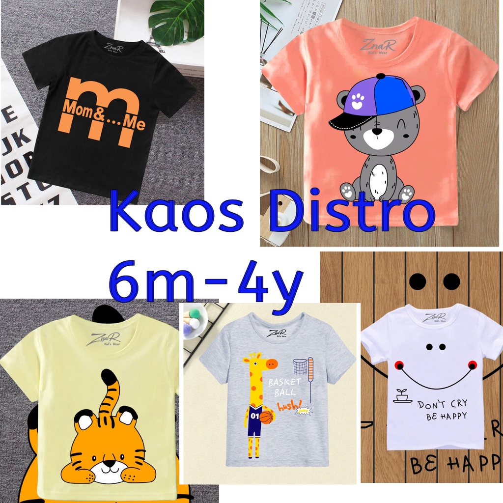 Baju Kaos Distro - Kaos Oblong Anak 0-5th -  Kaos Katun Anak Perempuan Laki Laki - Kaos Atasan