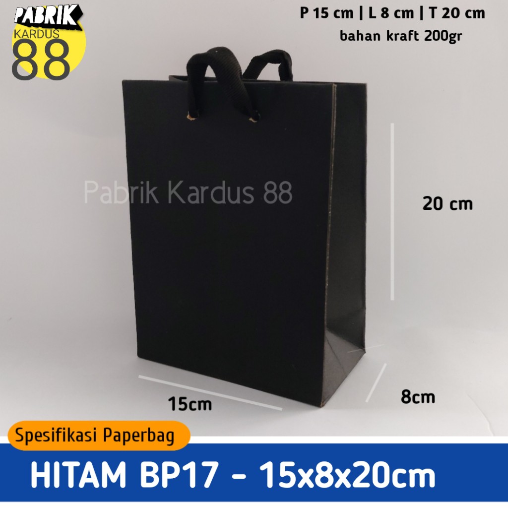 

paper bag hitam kecil murah bp17 | tas kertas | paperbag polos kantong