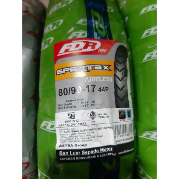 FDR Spartax 80/90-17 Tubeless