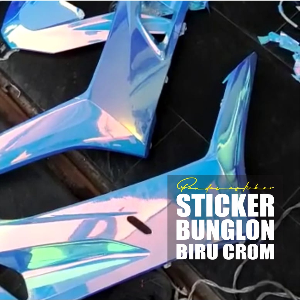 SKOTLET STICKER BUNGLON CROM BIRU MOTOR MOBIL