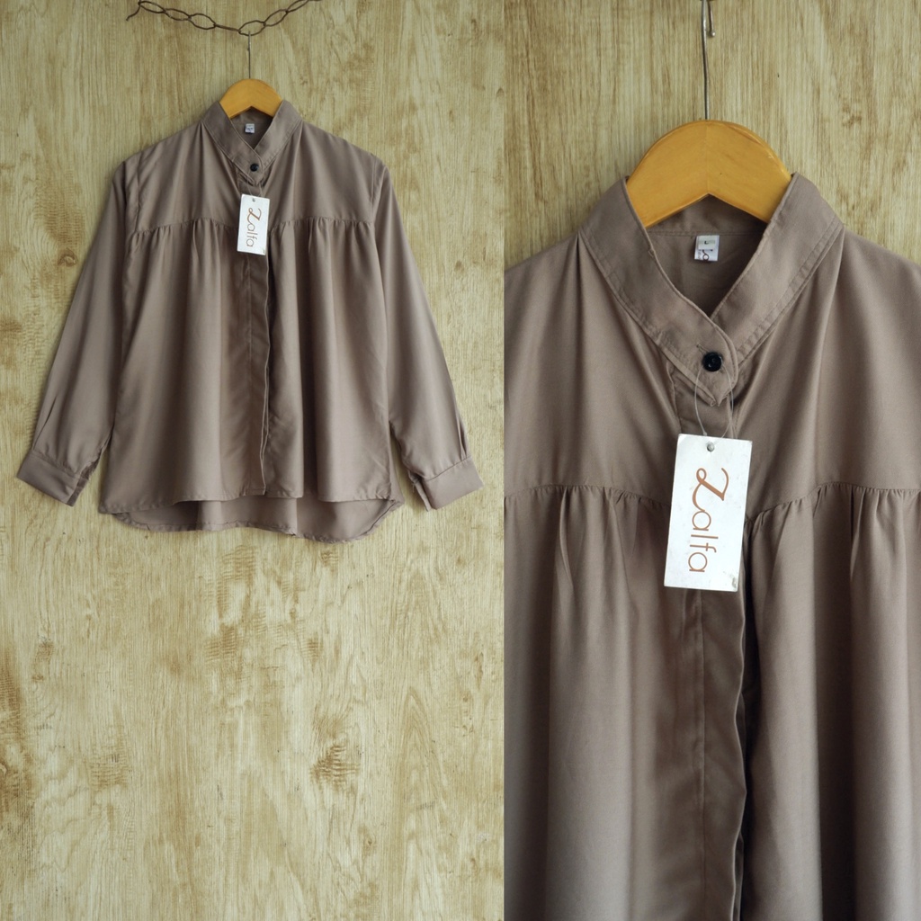 DANIA blouse by ZALFA OUTFIT / blouse polos / blouse wanita murah / blouse rayon-Mocca (R.Twill)