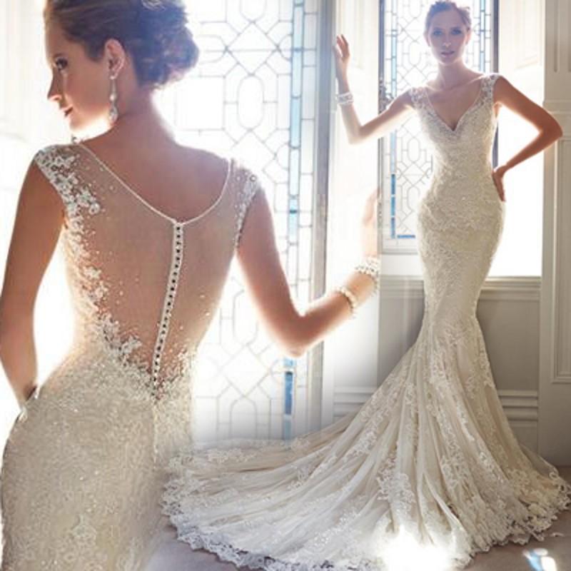backless mermaid wedding dress