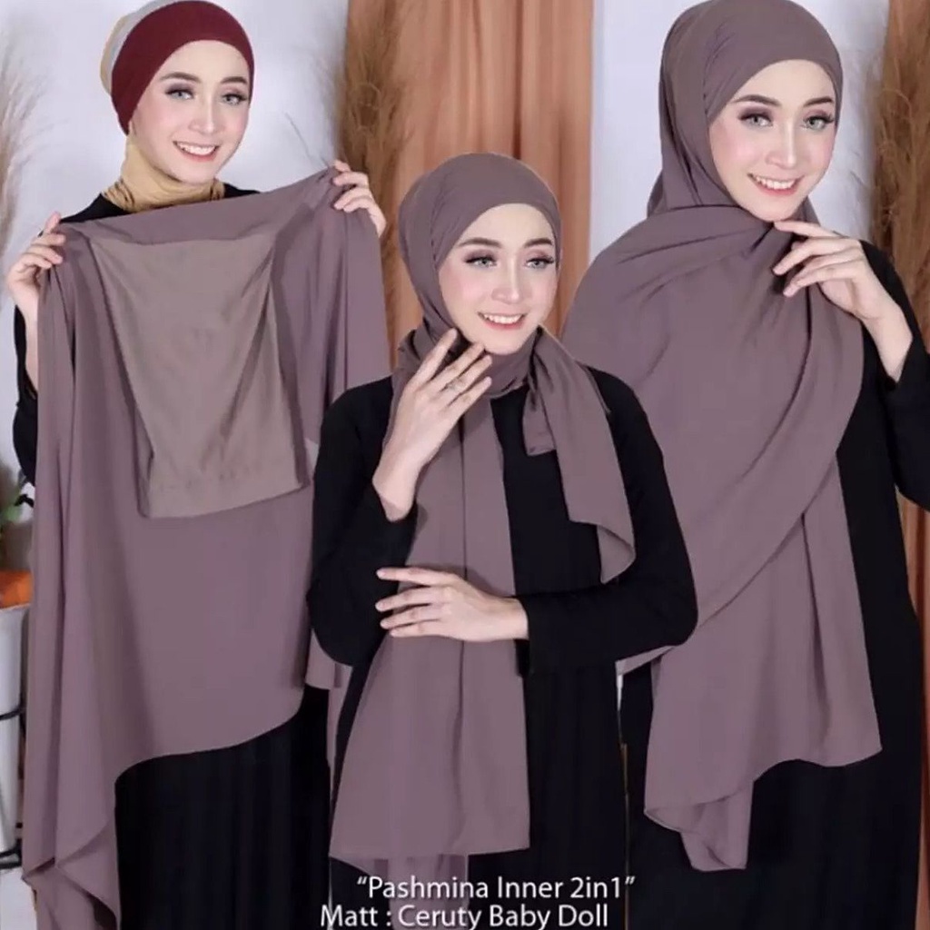 pashmina inner 2in1 dinda hauw / pasmina inner 2in1 / pasmina inner 2in1 ceruty babydoll / phasmina 