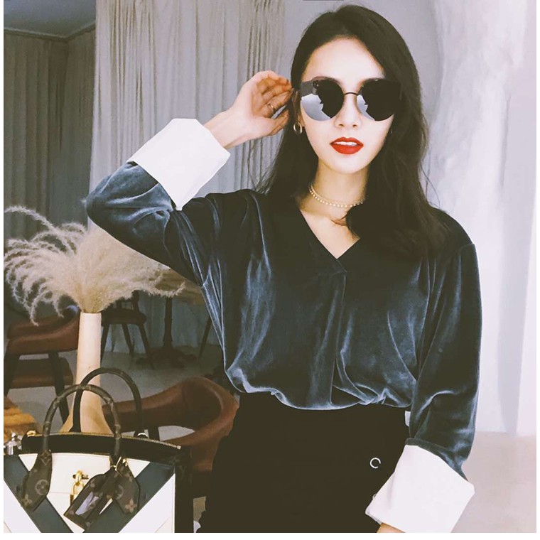 Retaily K703 Kacamata Frame Hitam Model Retro Cat Eye Sunglasses Woman Fashion