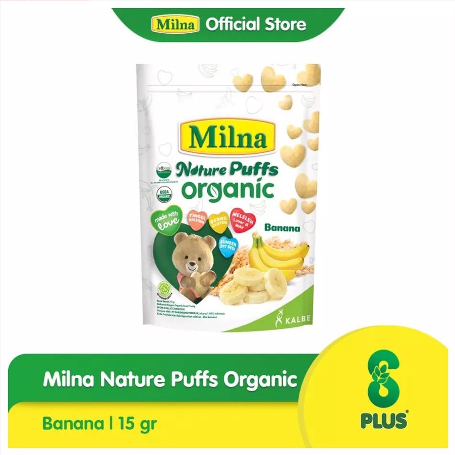 Milna Puffs Organic Snack Ringan Makanan Bayi Puff / Cemilan Bayi Lumer 15gr / Cemilan Krupuk Bayi /