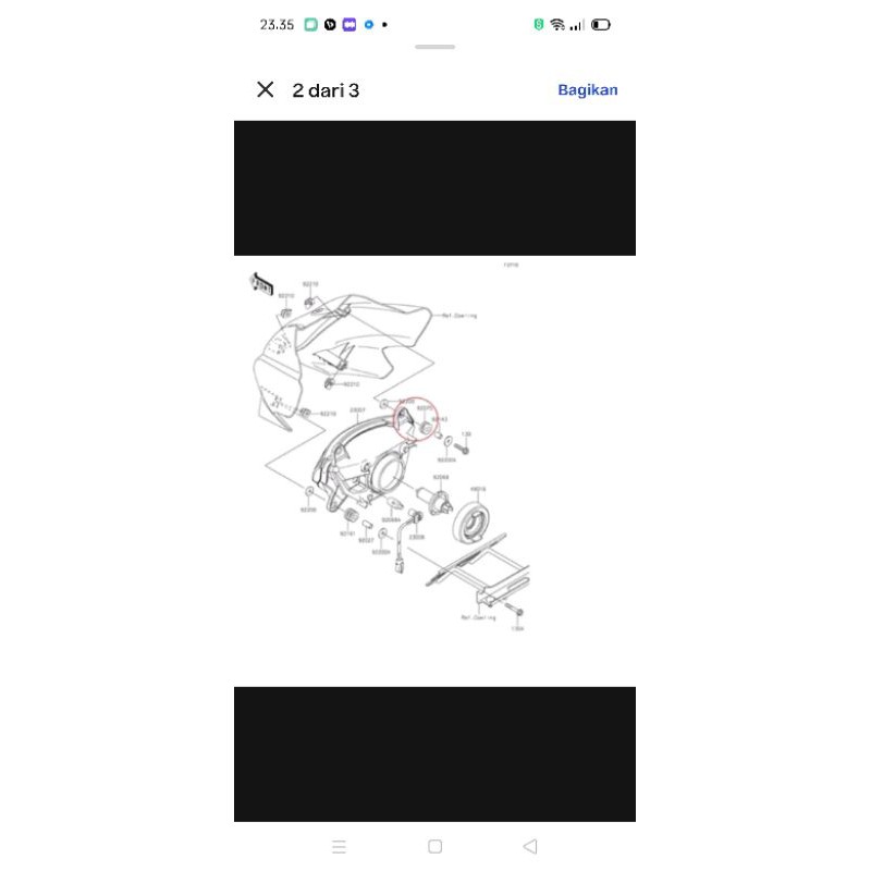 KARET DUDUKAN LAMPU DEPAN NINJA R-NINJA RR  10x24x12