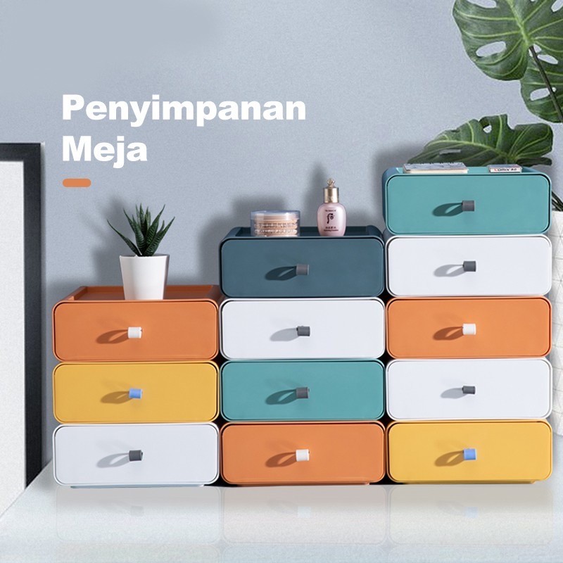 Rak Kosmetik Macaron Kotak Penyimpanan Laci Desktop Storage Warna Warni Makaron