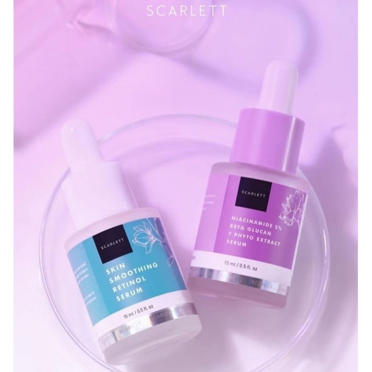 SALE !! SCARLETT BRIGHTLY EVER AFTER SERUM SKIN SMOOTHING RETINOL DAN NIACINAMIDE 5% BETA GLUCAN