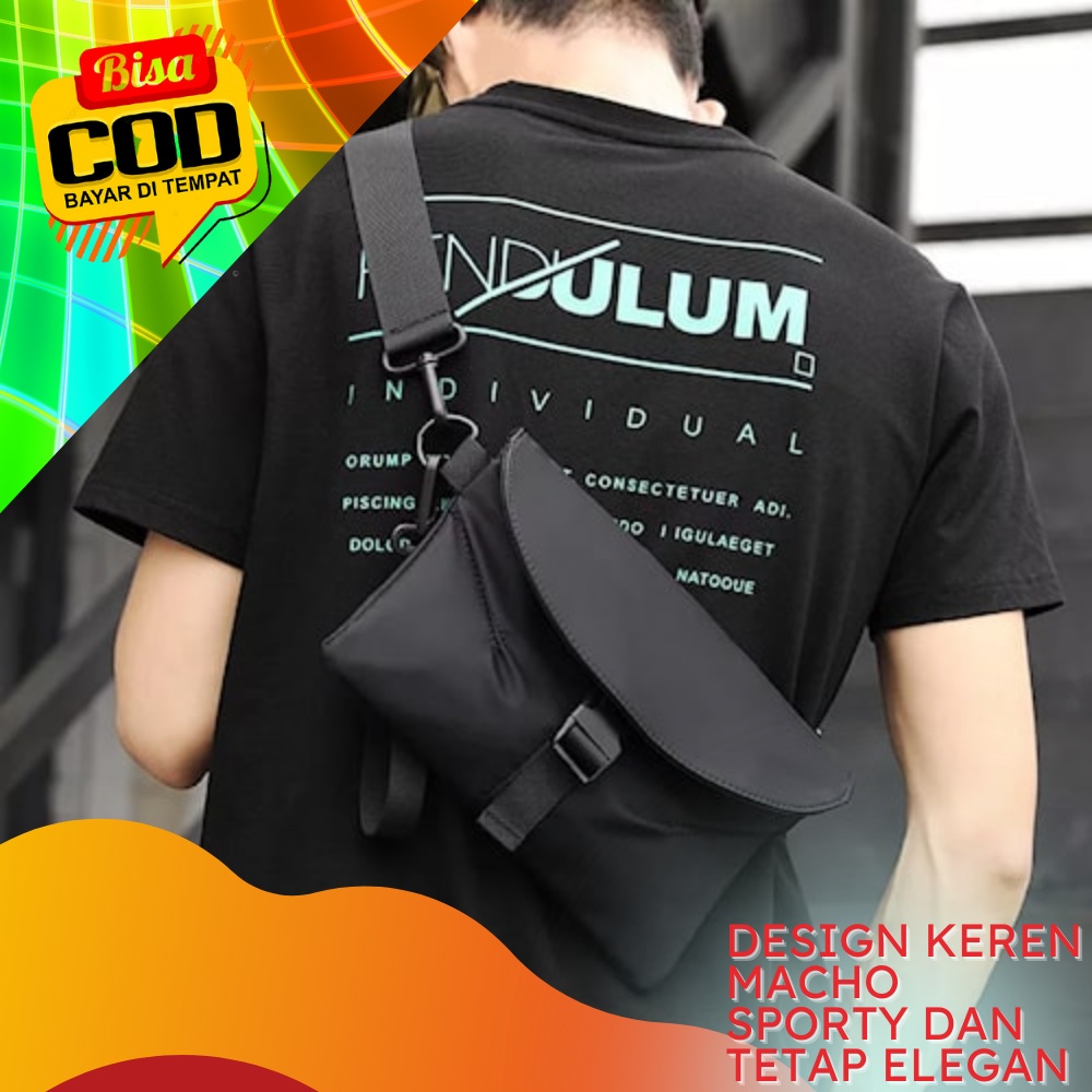 Tas Waistbag Pinggang Gantung Shoulderbag Selempang Slempang Bahu Import Pria Wanita Cowok  Cewek Co