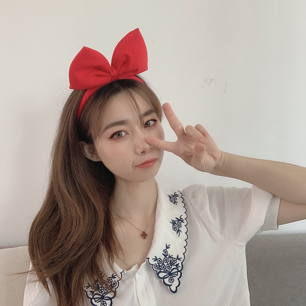 HBPI headband pita besar bow kiki's delivery service bando wanita merah hitam aksesoris rambut